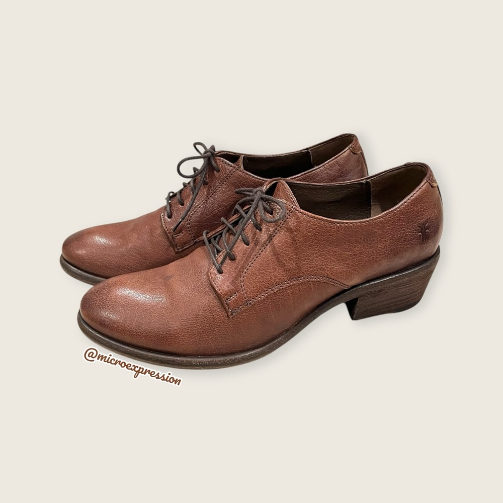 $369 Frye Carson Lace-Up Cognac Brown Leather LaceUp Oxford Academia Ankle Boot - Picture 10 of 16
